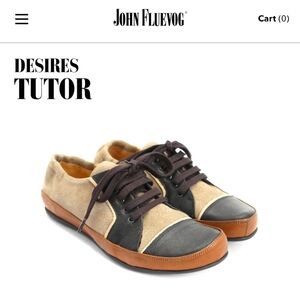 John Fluevog ♥︎ Desires Tutor Napa Leather + Suede Shoe Lace Up Sneaker sz 8
